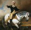 Paintint of George Washinton triumphant after the Battle of Trenton
