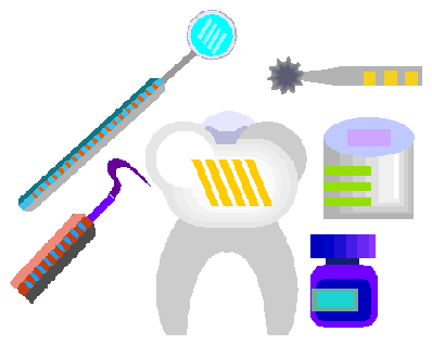 Tooth with dental tools